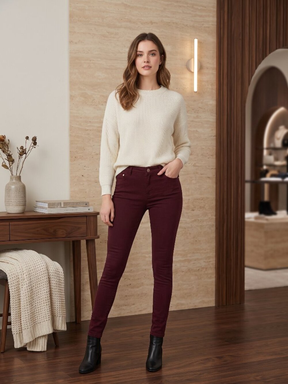 BooHoo Maroon Burgundy Stretch Skinny Jeans Jeggings Size 6 Super Comfortable